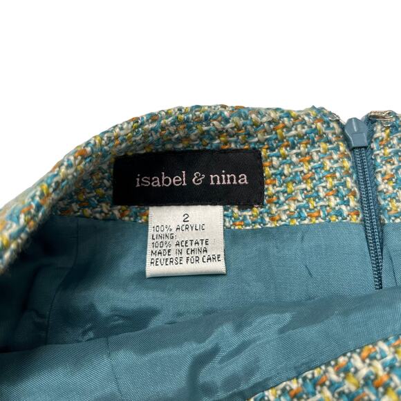 Isabel & Nina Y2K Blue Orange Tweed Flounce Skirt Womens 2 - Picture 2 of 4